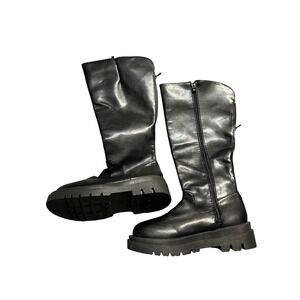 Women's Black Knee-High Platform Boots – Size 9 (EU 41) 255mm. – Lug Sole